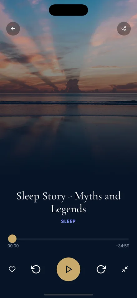 The Mindful You player screen playing a guided sleep story.